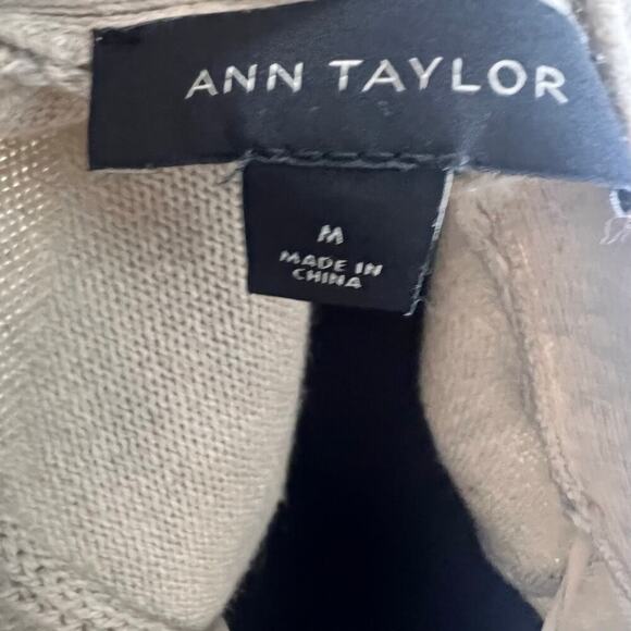 Ann Taylor Size Medium Beige‎ Long Sleeve Cardigan Cotton Mix - Picture 7 of 7